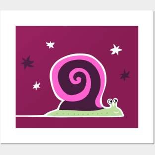 Snail under the stars Posters and Art